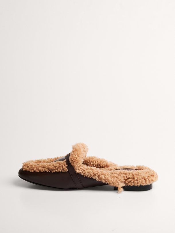 Daphne, lederen shearling loafers