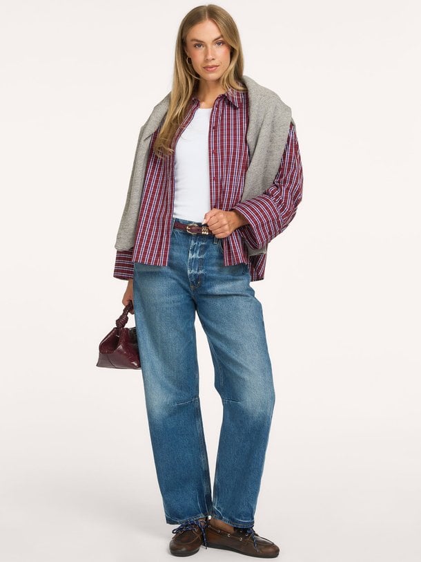 Renee, katoenmix geruite blouse