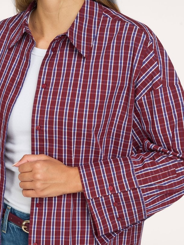 Renee, katoenmix geruite blouse