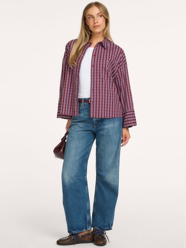 Renee, katoenmix geruite blouse