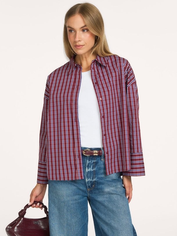 Renee, katoenmix geruite blouse