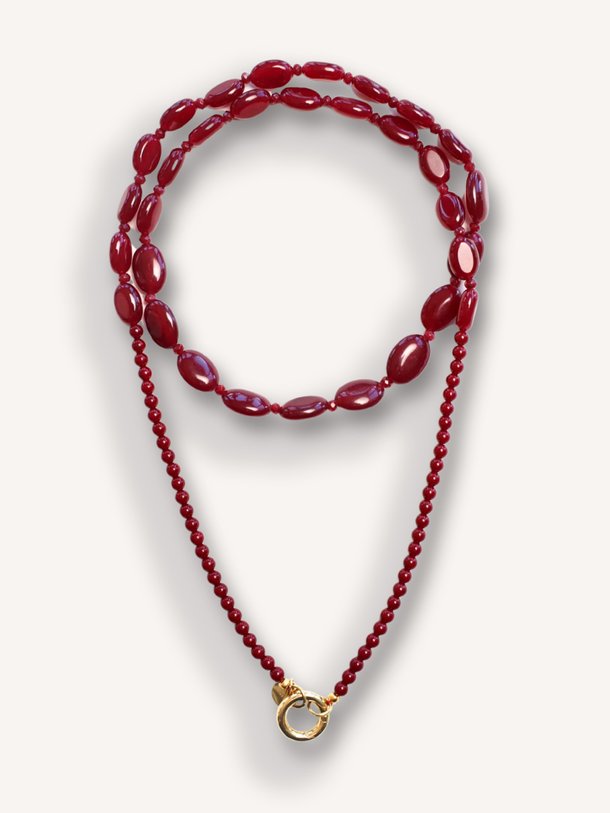 Funky Burgundy Long Necklace Funky, kralen halsketting