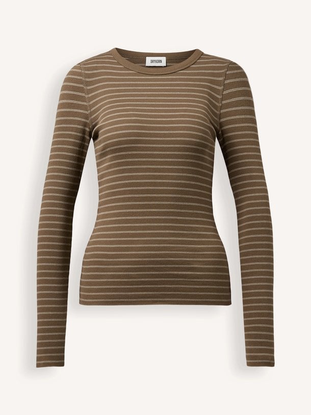524068 Katoenen gestreepte longsleeve