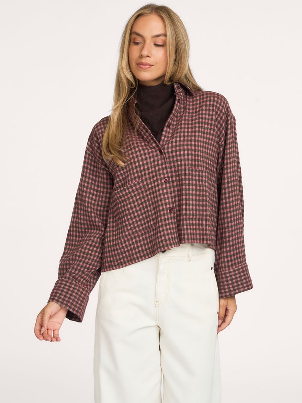 Svenja Shirt Svenja, katoenmix geruite blouse