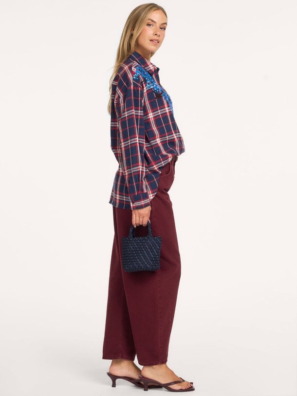 KIRKE Kirke, katoenen geruite blouse met pailletten