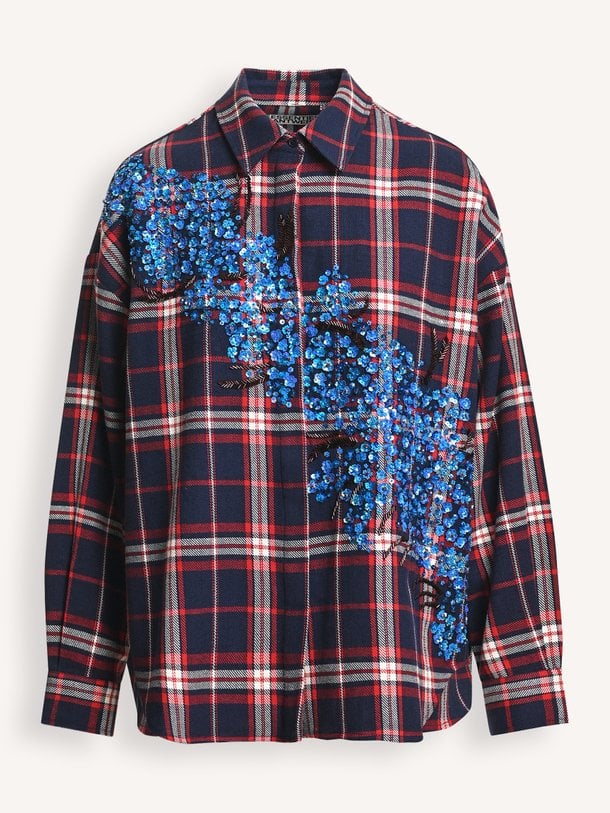 KIRKE Kirke, katoenen geruite blouse met pailletten