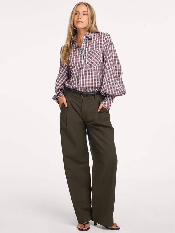 KALMIA Kalmia, katoenen geruite blouse met strass