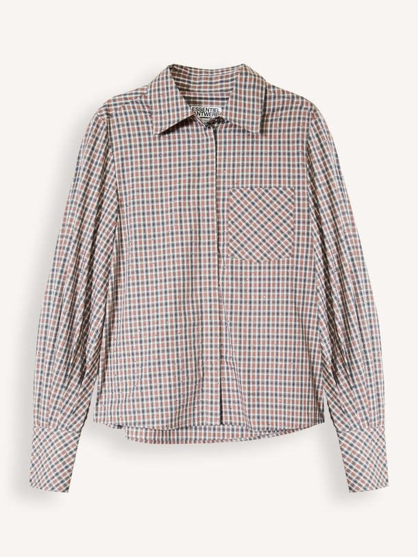 KALMIA Kalmia, katoenen geruite blouse met strass