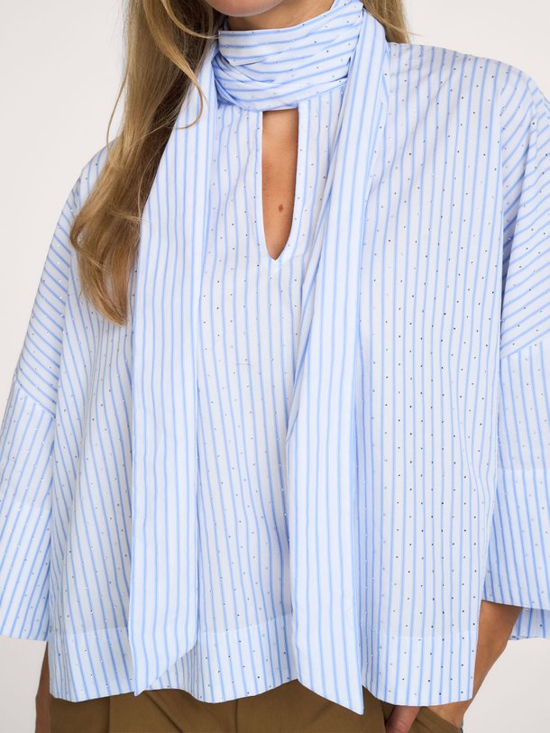 KEFIR Kefir, katoenen gestreepte blouse met strass