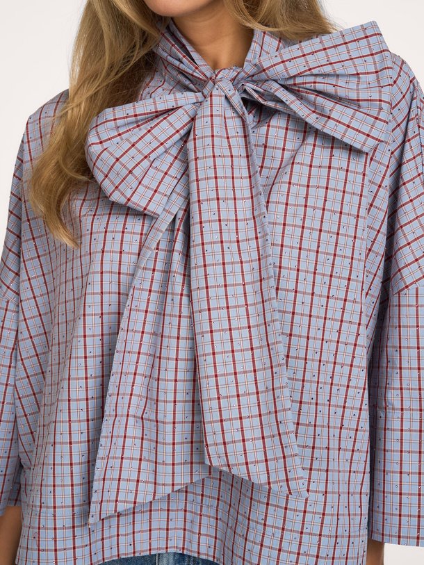 KEFIR Kefir, katoenen geruite blouse met strass