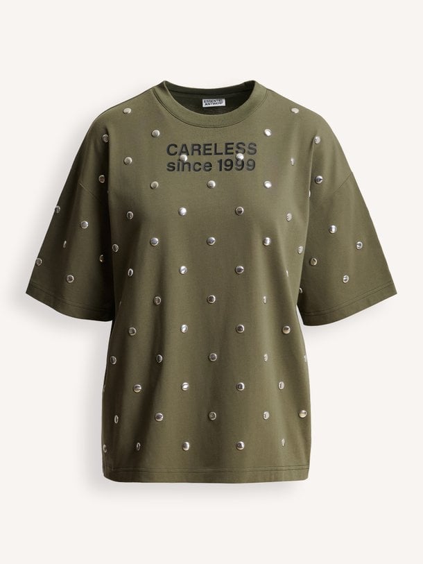 KOURSE Kourse, organic cotton T-shirt met studs