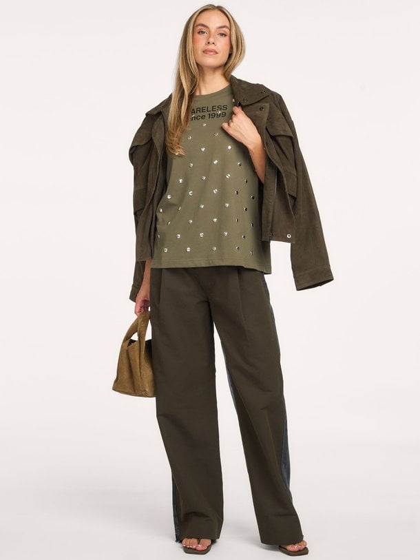 KOURSE Kourse, organic cotton T-shirt met studs