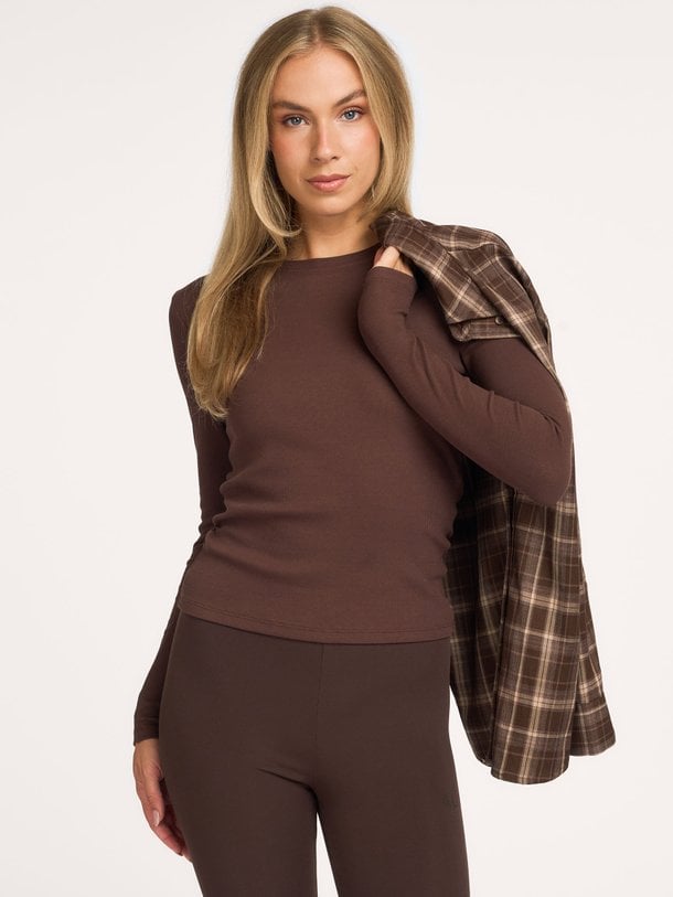 ladies knitted rib longsleeve t-shirt Katoenmix rib longsleeve