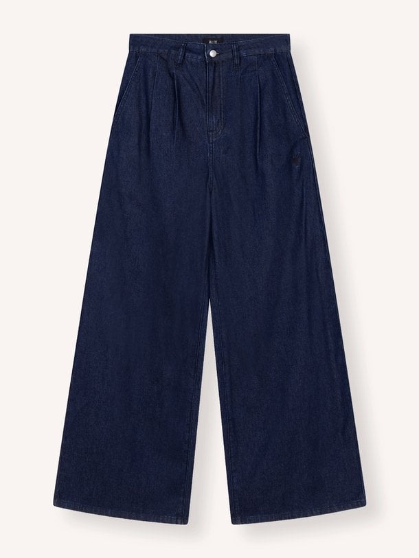 ladies woven wide leg denim pants High waist wide leg jeans
