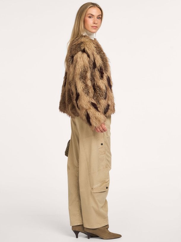 ladies woven mix faux fur coat Fake fur jack
