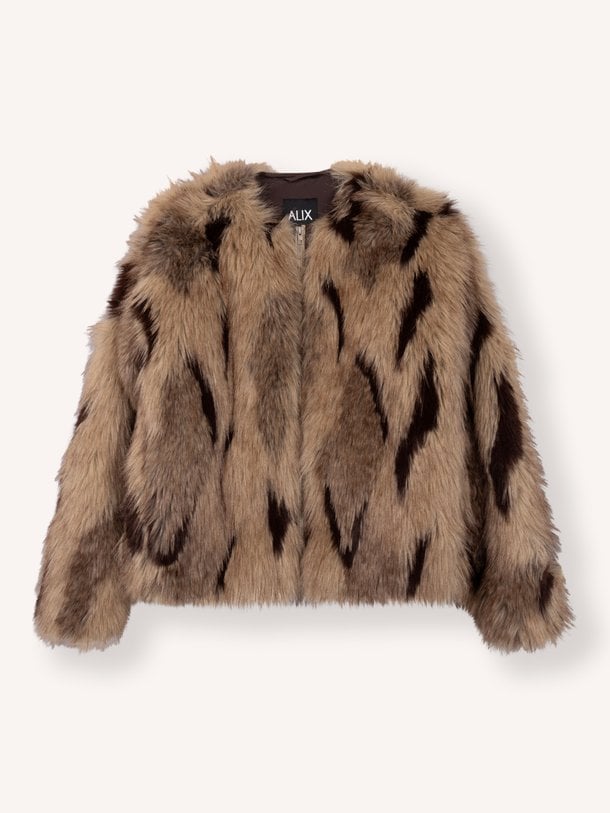 ladies woven mix faux fur coat Fake fur jack