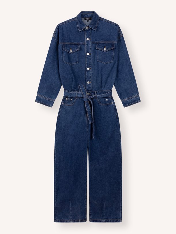 ladies woven denim jumpsuit Denim jumpsuit