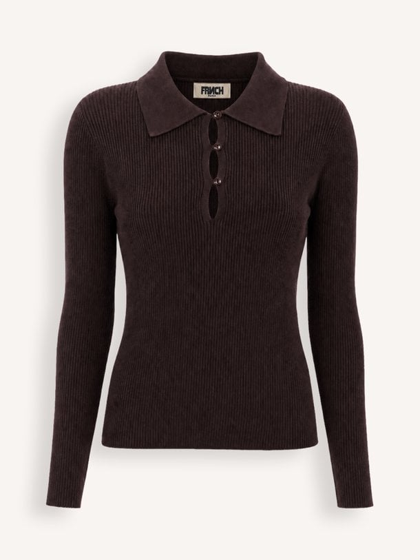 CYLLÈNE Cyllene, wolmix polo rib longsleeve