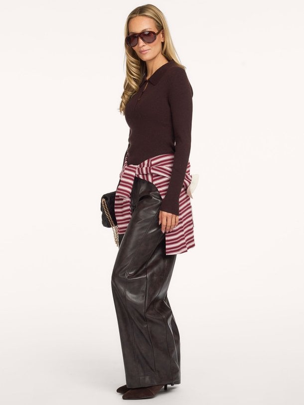 CYLLÈNE Cyllene, wolmix polo rib longsleeve