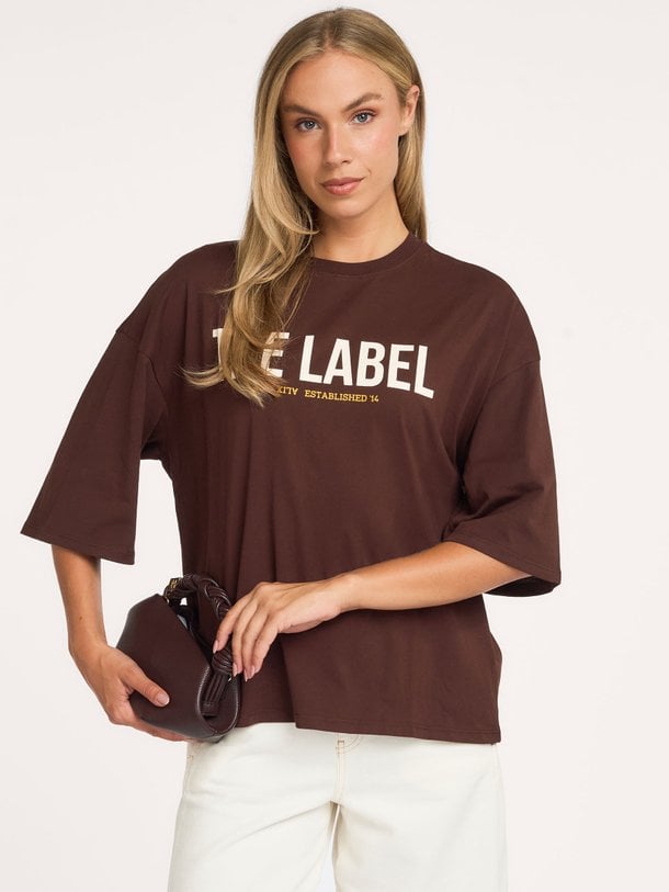 ladies knitted the label oversized t-shirt Katoenen oversized logo T-shirt