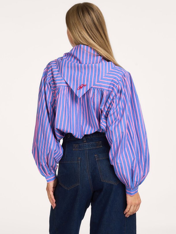 GURI Guri, katoenen gestreepte blouse met sjaal