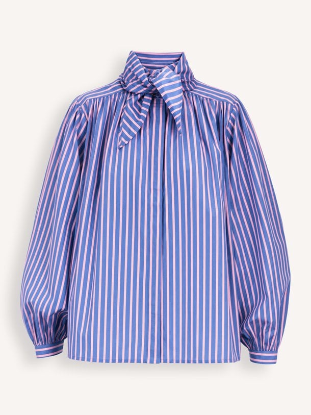 GURI Guri, katoenen gestreepte blouse met sjaal