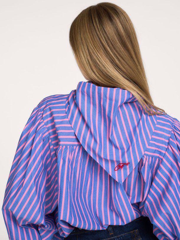 GURI Guri, katoenen gestreepte blouse met sjaal