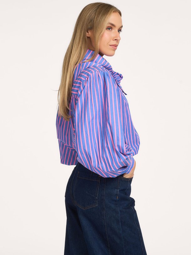 GURI Guri, katoenen gestreepte blouse met sjaal