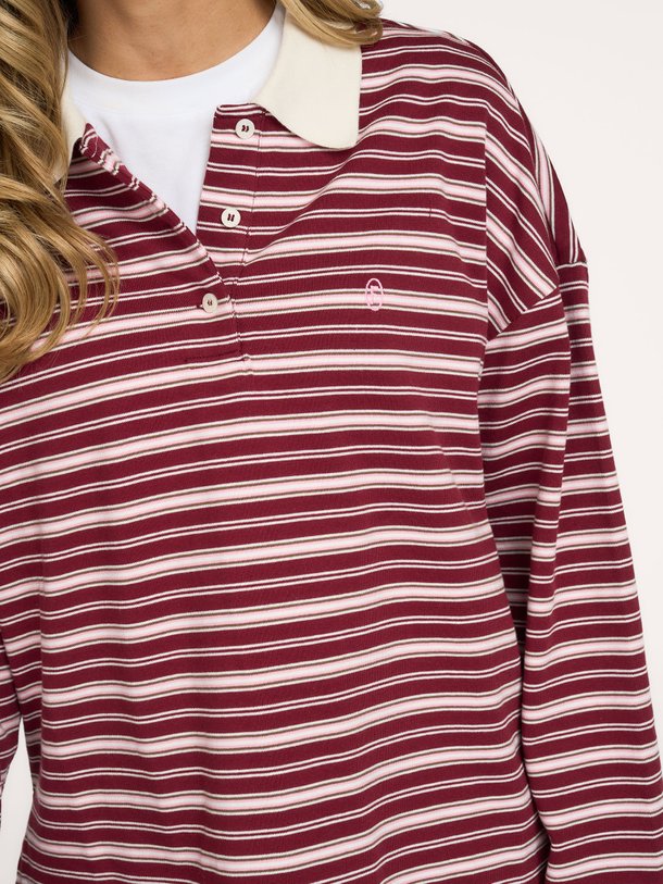RUMOI Rumoi, katoenen gestreepte polo longsleeve
