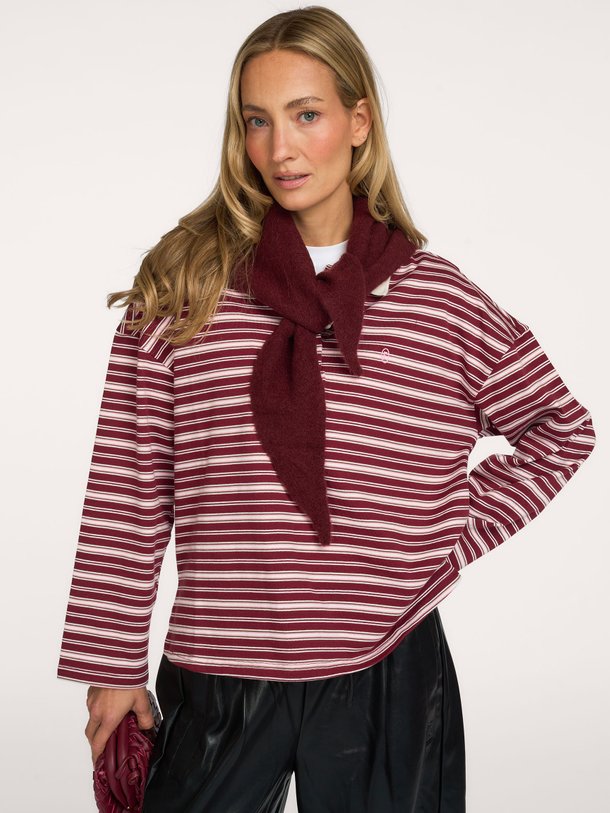 RUMOI Rumoi, katoenen gestreepte polo longsleeve