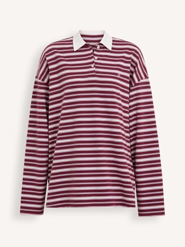 RUMOI Rumoi, katoenen gestreepte polo longsleeve