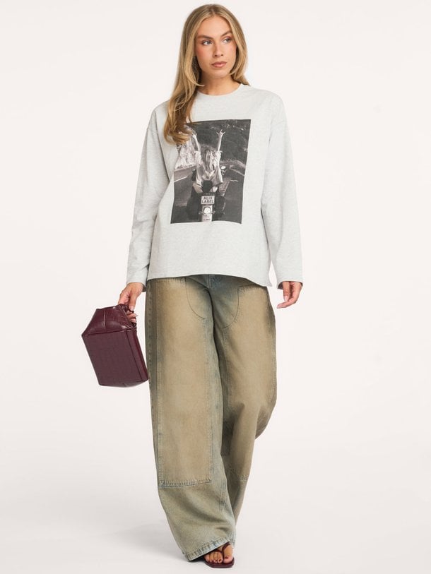 ladies knitted photo longsleeve t-shirt Katoenen longsleeve met print