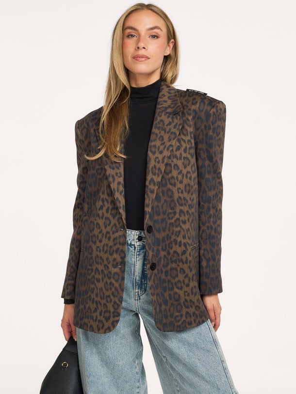Katoenmix leopard blazer