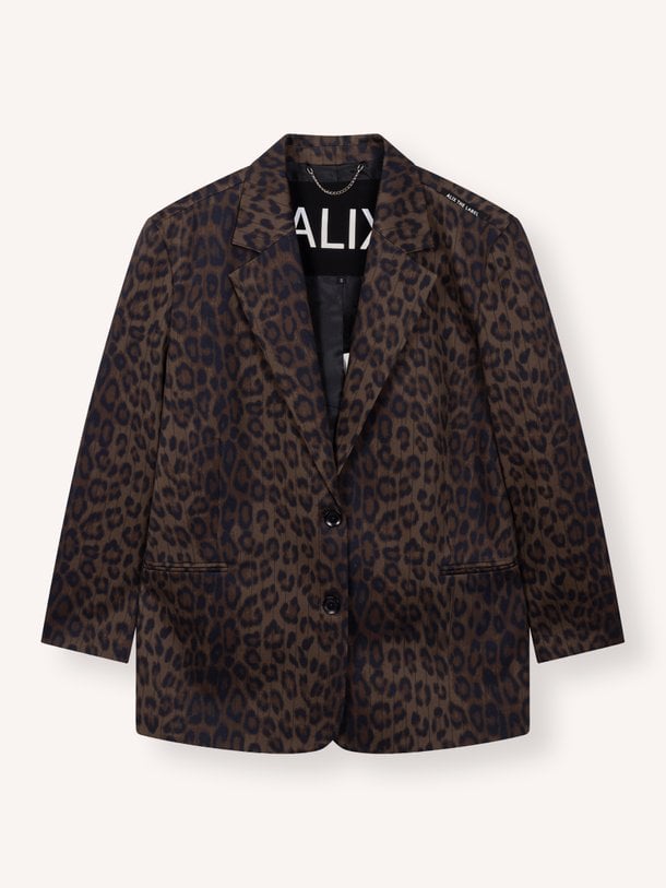 ladies woven animal blazer Katoenmix leopard blazer