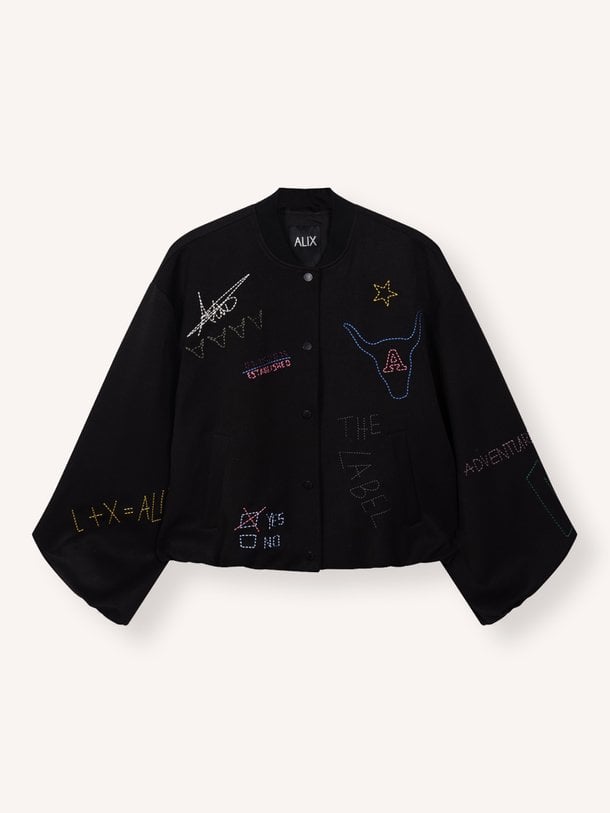 ladies woven artwork bomber Viscosemix bomber jack