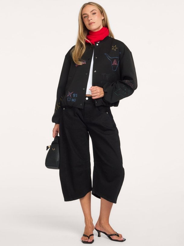 ladies woven artwork bomber Viscosemix bomber jack