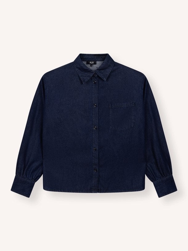 ladies woven oversized denim blouse Katoen/viscosemix denim blouse
