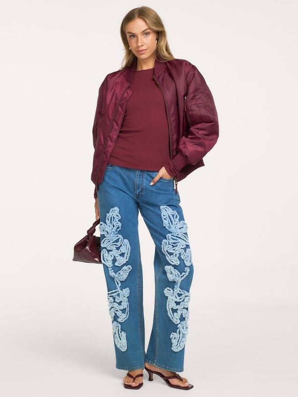 Casparmd jeans Caspar, high waist straight fit jeans met dessin