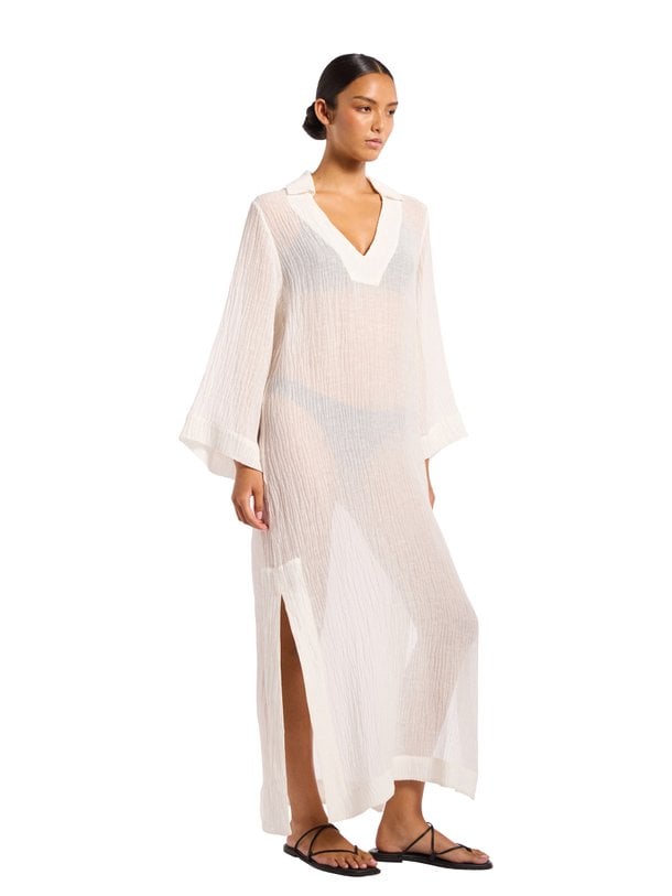 SHEER FULL LENGTH COVER UP Linnen/katoenmix jurk