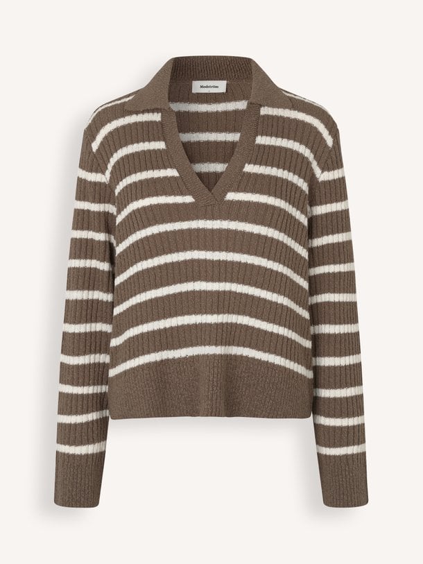 Clydemd v-neck Clyde, katoenmix gestreepte trui