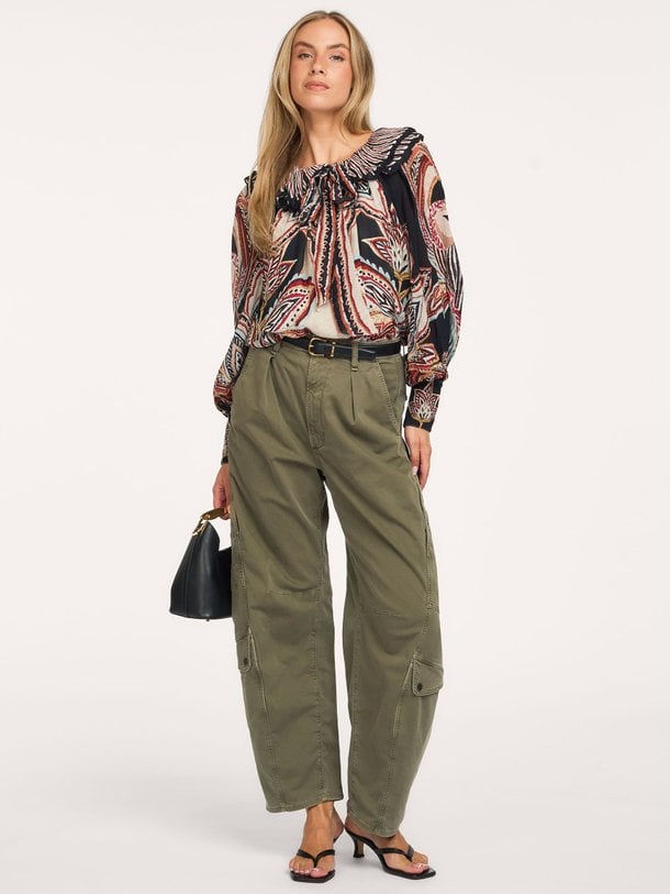 TAPESTRY DREAM BEIGE LONG SLEEVE BLOUSE Viscose top met print