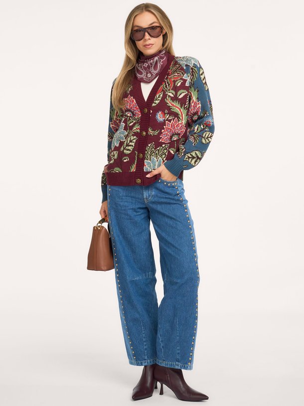 MIXED DELHI FLORAL KNIT CARDIGAN Wollen vest