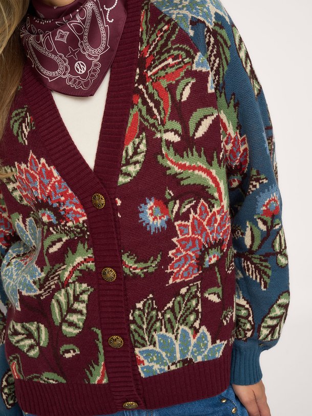 MIXED DELHI FLORAL KNIT CARDIGAN Wollen vest