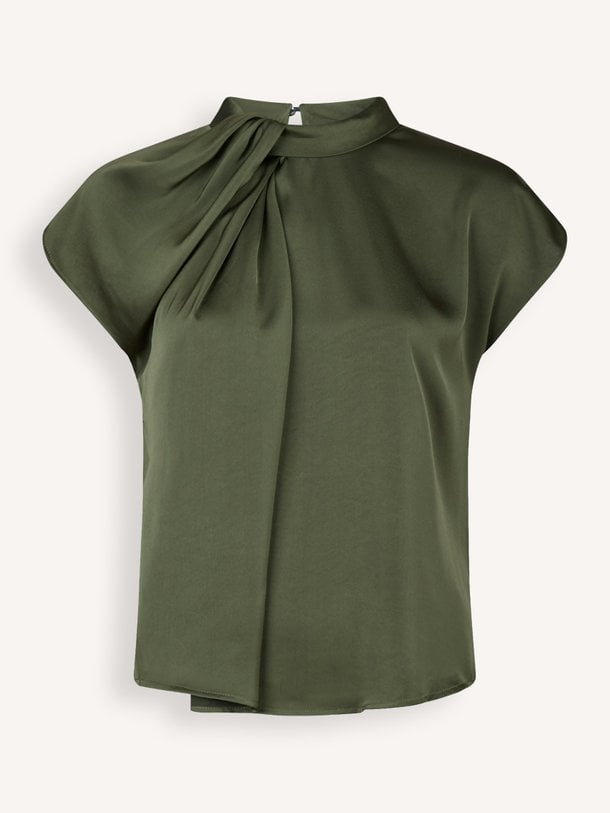 Fleur Drapy Satin Blouse Fleur, geweven satijnen top