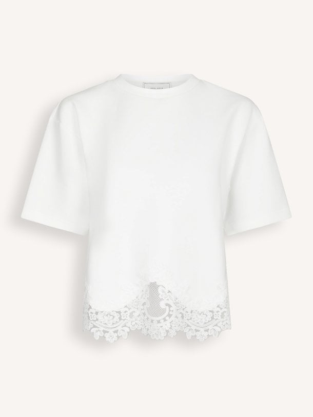 Iria Lace Tee Iria, katoenen T-shirt met kant