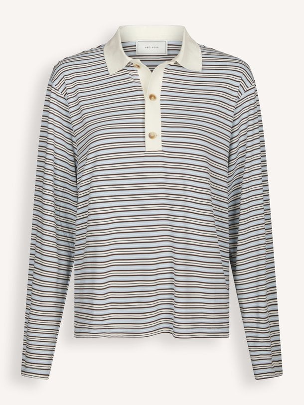 Lirenne Striped Polo Blouse Lirenne, jersey polo longsleeve