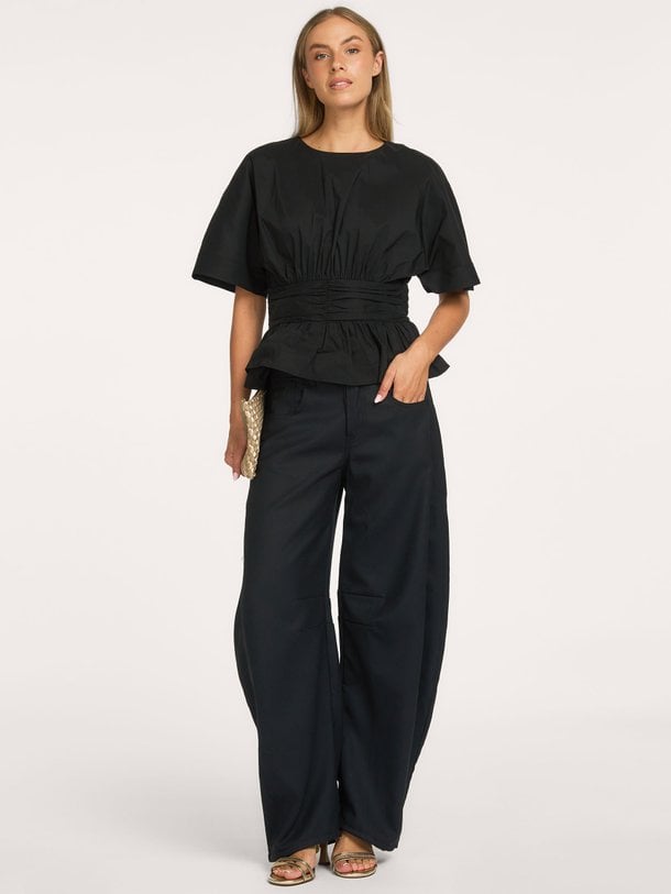 Annegret Poplin Blouse Annegret, katoenmix geplooide top