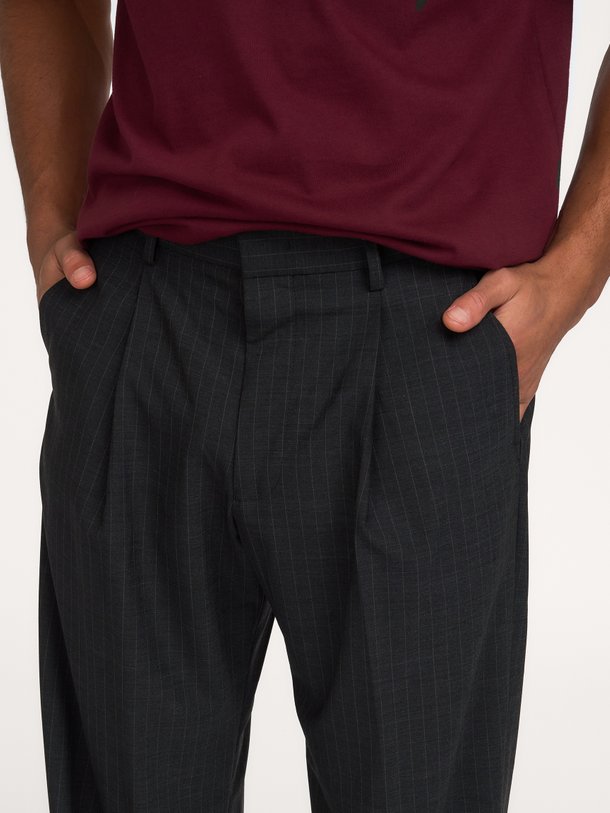 Kay 10037 Kay, wolmix pantalon met krijtstreep