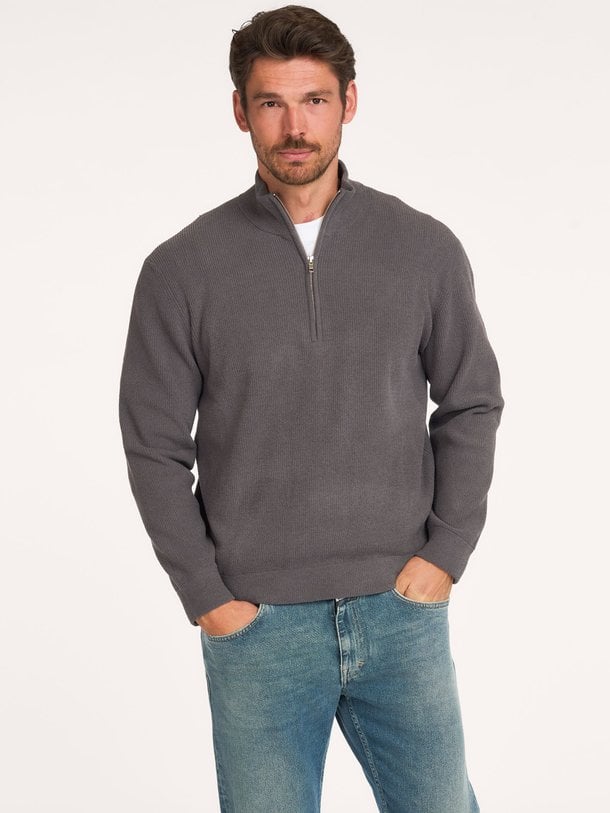 Danny Half Zip 6429 Danny, gebreide rib trui