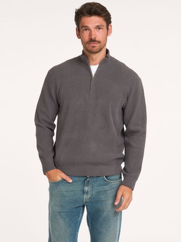 Danny Half Zip 6429 Danny, gebreide rib trui